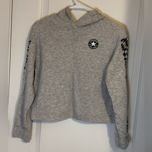 Converse Cropped Gray and Black Checkered Hoodie
